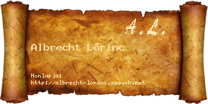 Albrecht Lőrinc névjegykártya